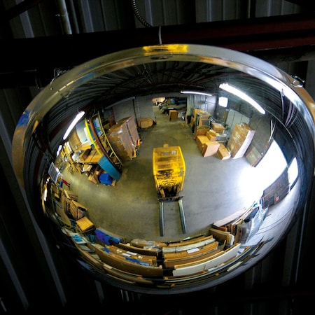 Global Industrial Full Dome Acrylic Warning Mirror, Indoor, 36 in Dia., 360 Degree Angle, Mounting Hardware Included 670563